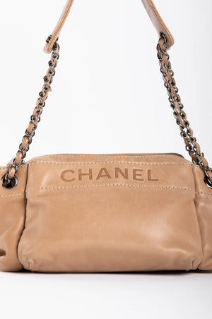 Vintage Chanel Beige Leather Shoulder Bag