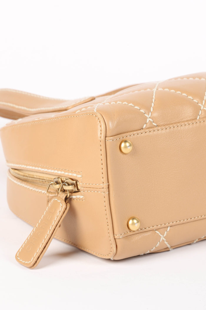 2000s Chanel Beige Leather Wild Stitch Tote Bag