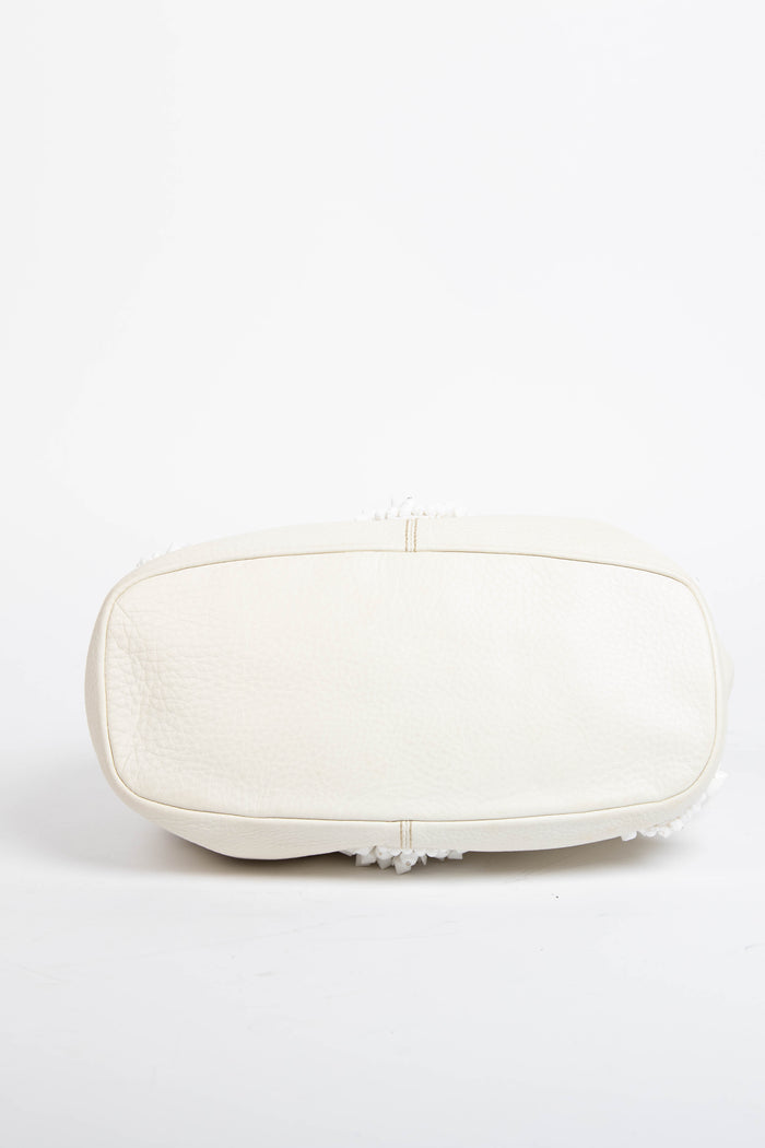 2010s Prada Cream Leather Embellished Bucket Bag