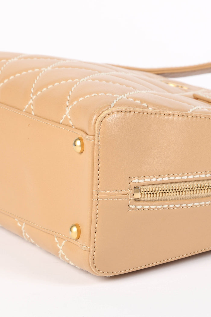 2000s Chanel Beige Leather Wild Stitch Tote Bag