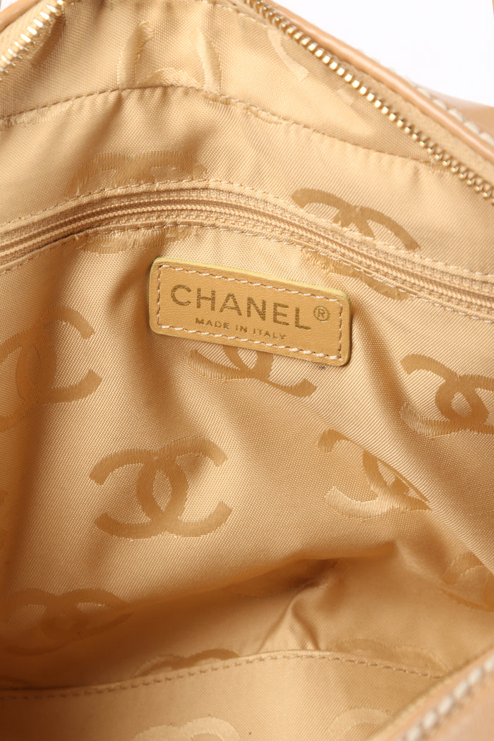 2000s Chanel Beige Leather Wild Stitch Tote Bag