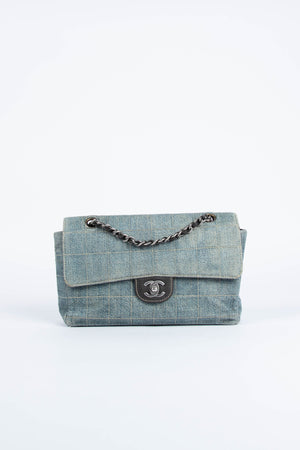 Vintage Chanel Washed Denim Single Flap Shoulder Bag