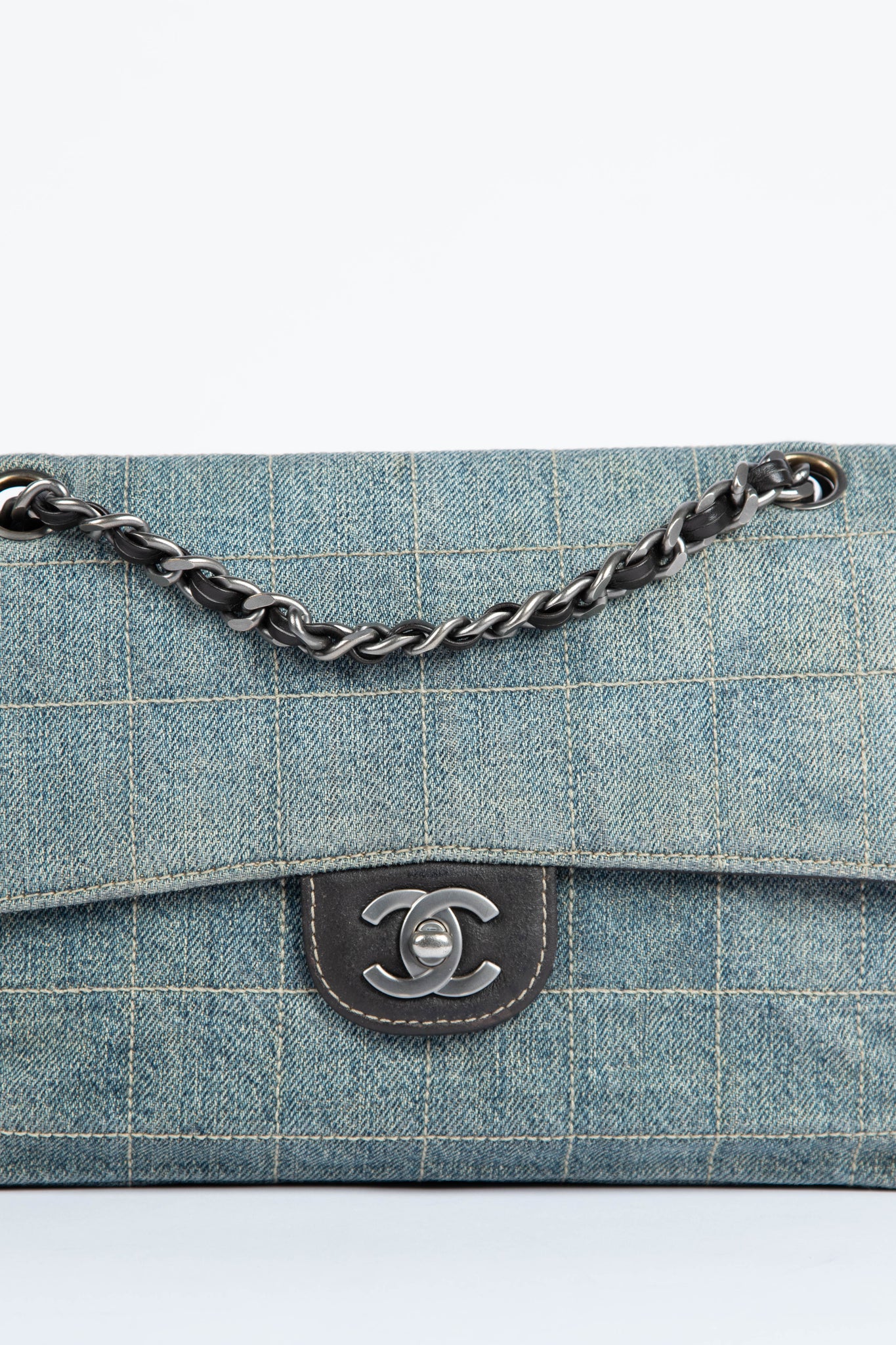 Vintage Chanel Washed Denim Single Flap Shoulder Bag