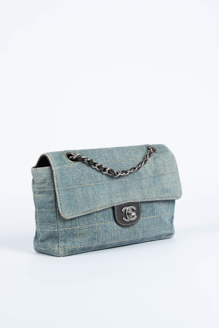 Vintage Chanel Washed Denim Single Flap Shoulder Bag