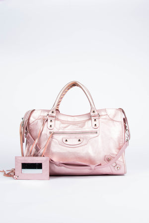 2000s Balenciaga Iridescent Pink City Bag