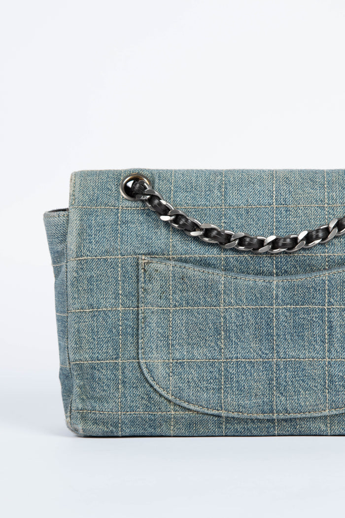 Vintage Chanel Washed Denim Single Flap Shoulder Bag