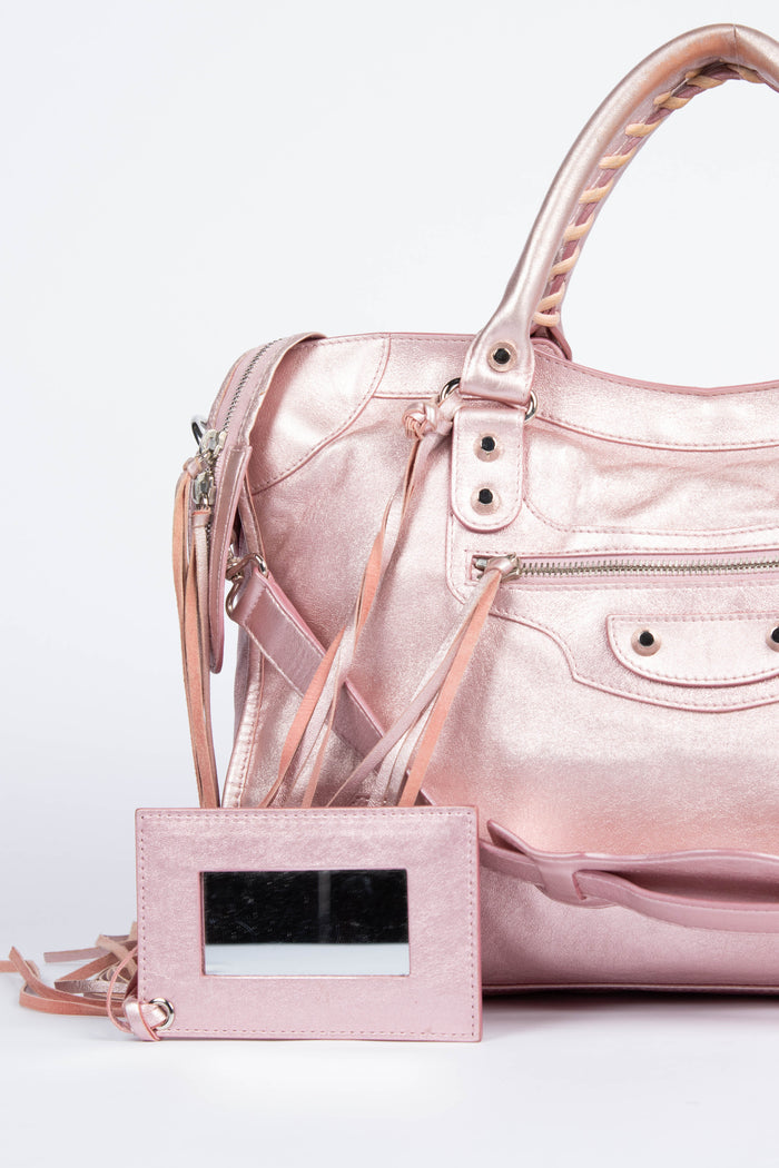 2000s Balenciaga Iridescent Pink City Bag