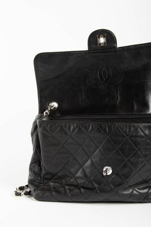 Vintage Chanel Black Lambskin Single Flap Shoulder Bag SHW