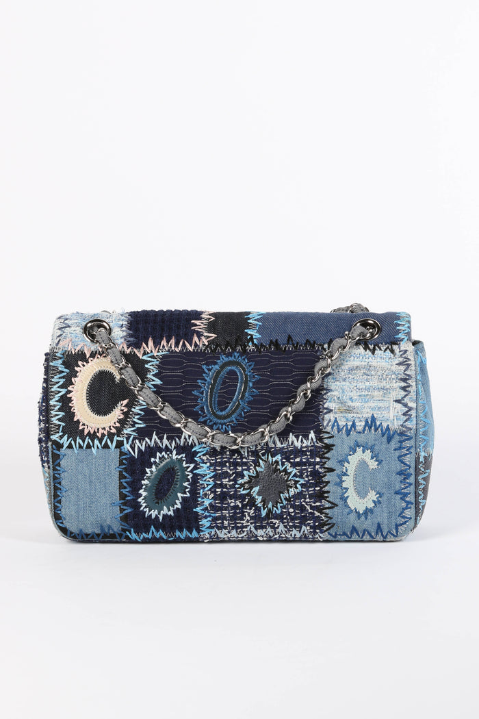 RARE 2010s Chanel Denim Patchwork Medium Flap Shoulder Bag
