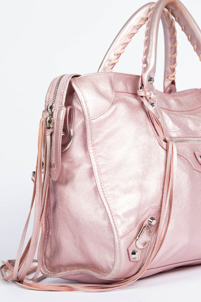 2000s Balenciaga Iridescent Pink City Bag