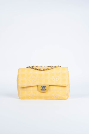 2000s Chanel Yellow Travel Line Single Flap Shoulder Bag