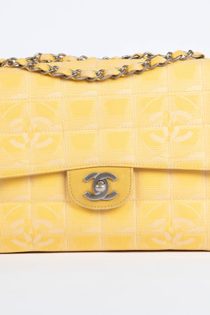 2000s Chanel Yellow Travel Line Single Flap Shoulder Bag