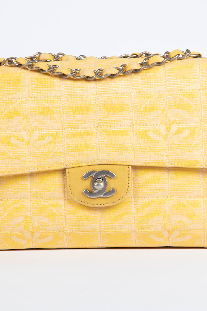 2000s Chanel Yellow Travel Line Single Flap Shoulder Bag