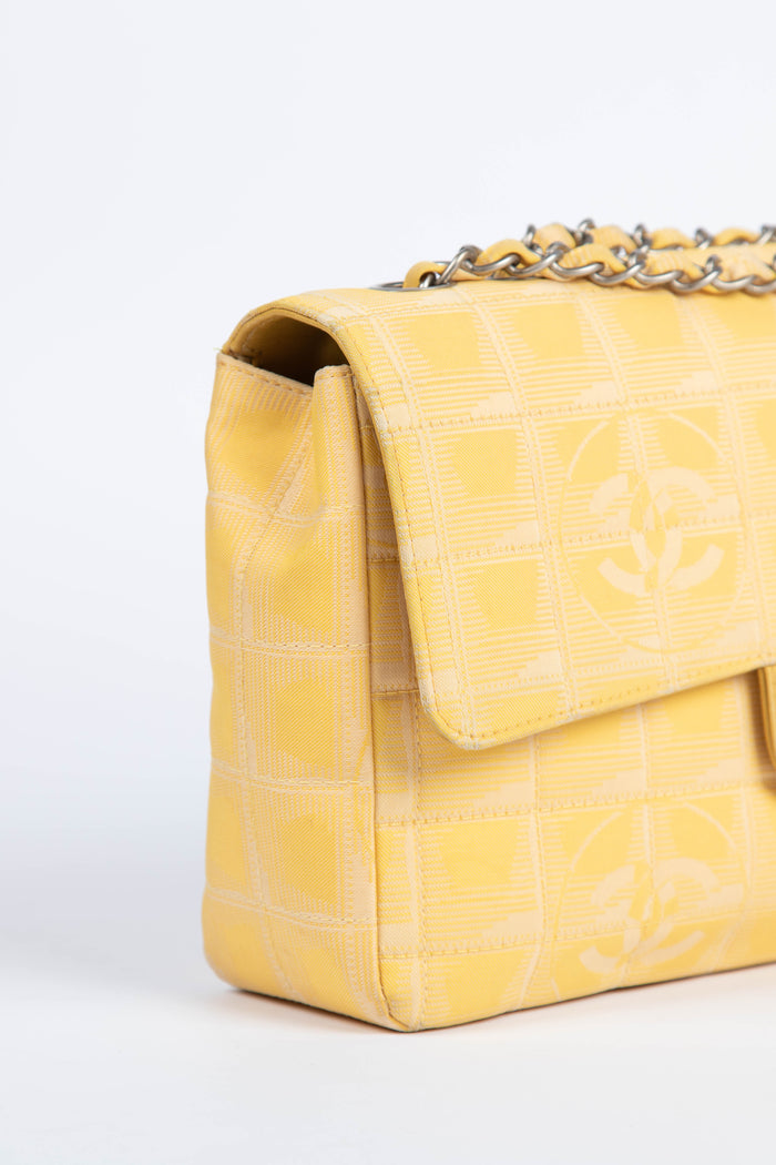 2000s Chanel Yellow Travel Line Single Flap Shoulder Bag