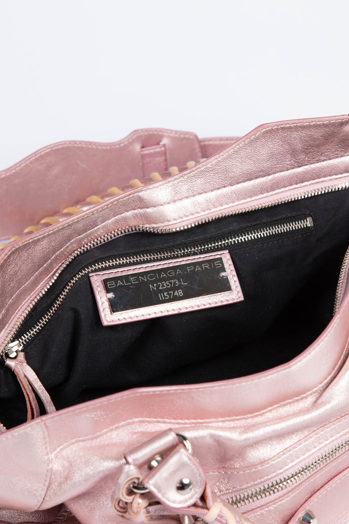 2000s Balenciaga Iridescent Pink City Bag