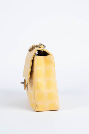 2000s Chanel Yellow Travel Line Single Flap Shoulder Bag