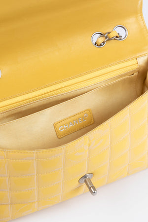 2000s Chanel Yellow Travel Line Single Flap Shoulder Bag