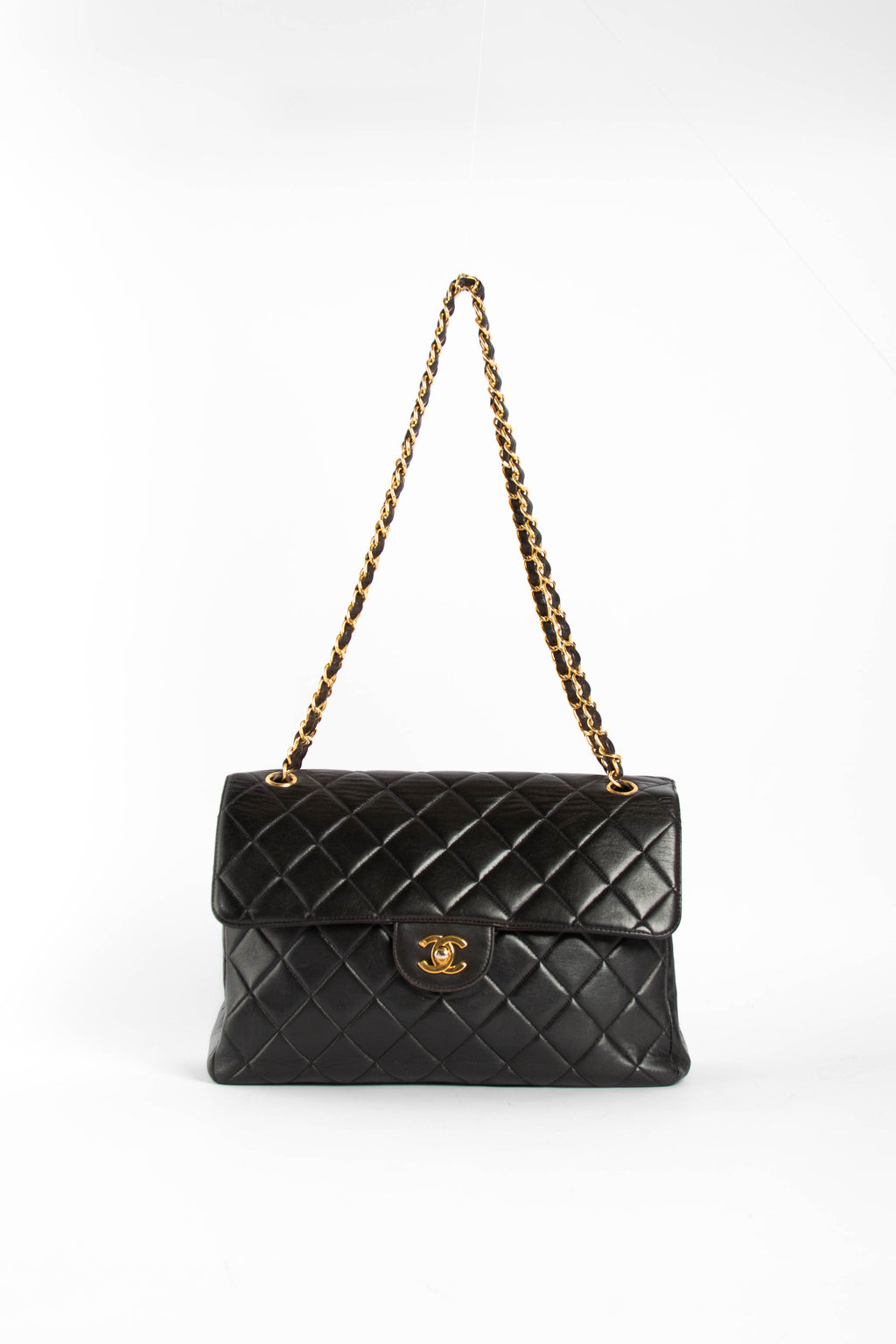 90s Chanel Black Double Faced Shoulder Bag with 24k GHW