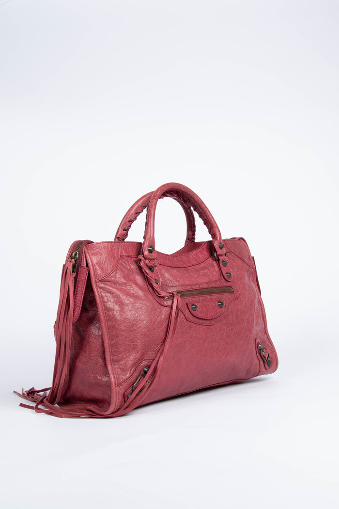 2000s Balenciaga Maroon City Bag