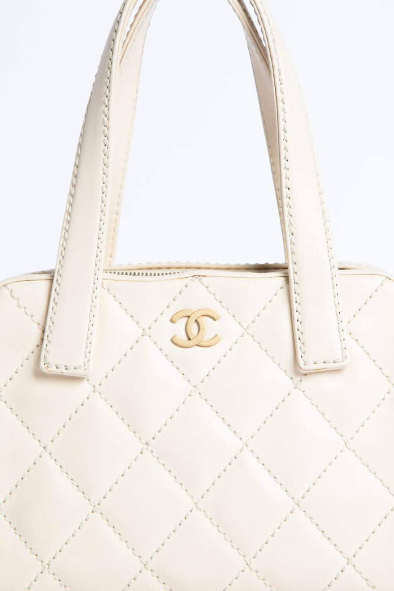 CHANEL, Bags, Chanel Wild Stitch Tote Bag Quilted Leather White