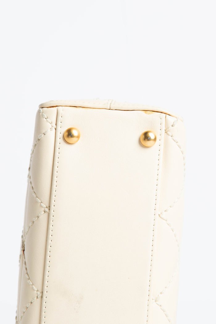 Vintage Chanel Cream Wild Stitch Top Handle Bag