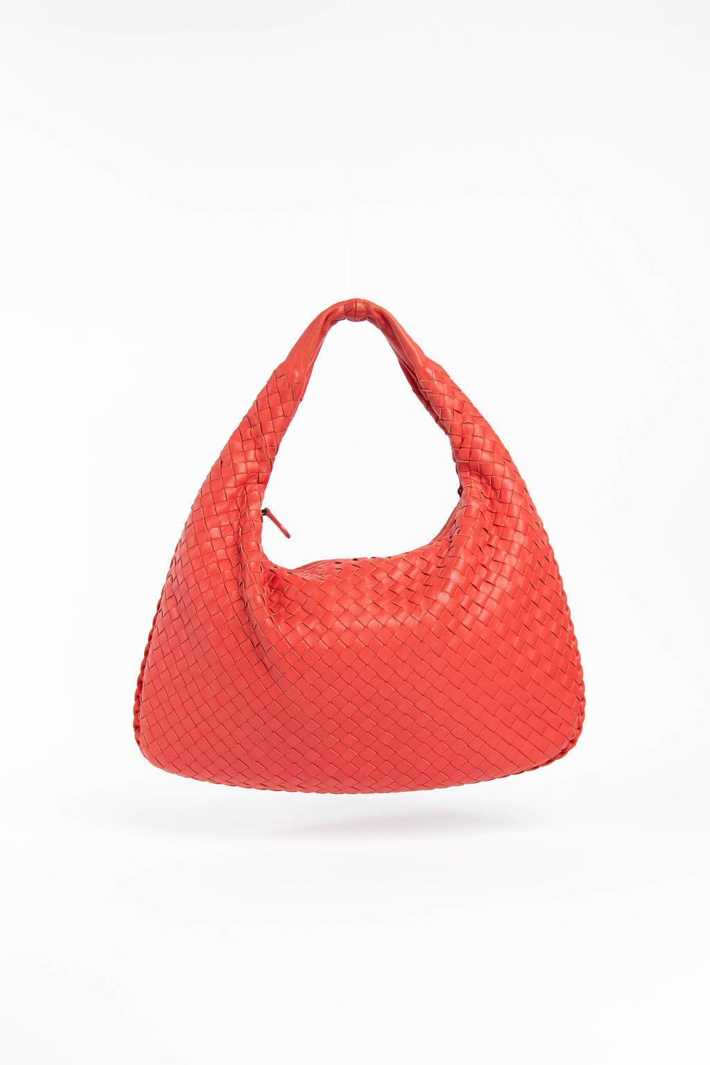 Vintage Bottega Veneta Red Intrecciato Shoulder Bag