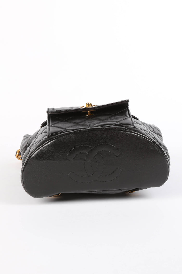 90s Chanel Black Lambskin Leather Duma Backpack