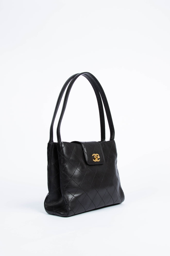 90s Chanel Lambskin Top Handle Shoulder Bag