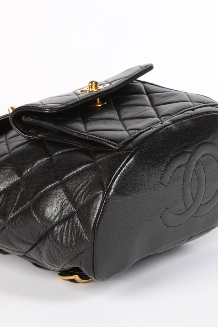 90s Chanel Black Lambskin Leather Duma Backpack