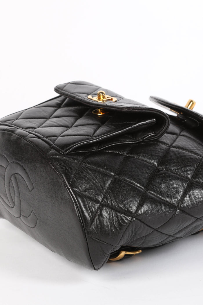 90s Chanel Black Lambskin Leather Duma Backpack