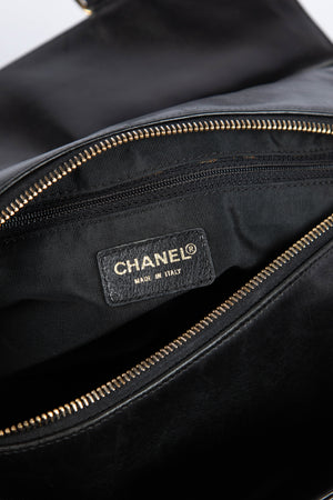 2000s Chanel Black Lambskin Chocolate Bar Barrel Bag