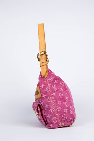 2000s Louis Vuitton Denim Pink Baggy PM Monogram Shoulder Bag