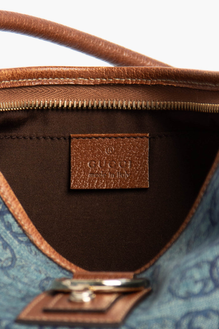 90s Gucci Denim Monogram Shoulder Bag