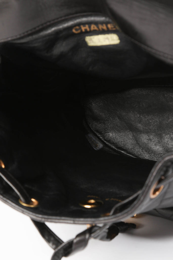90s Chanel Black Lambskin Leather Duma Backpack