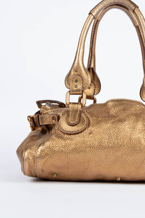 2000s Chloe Gold Leather Paddington Shoulder Bag