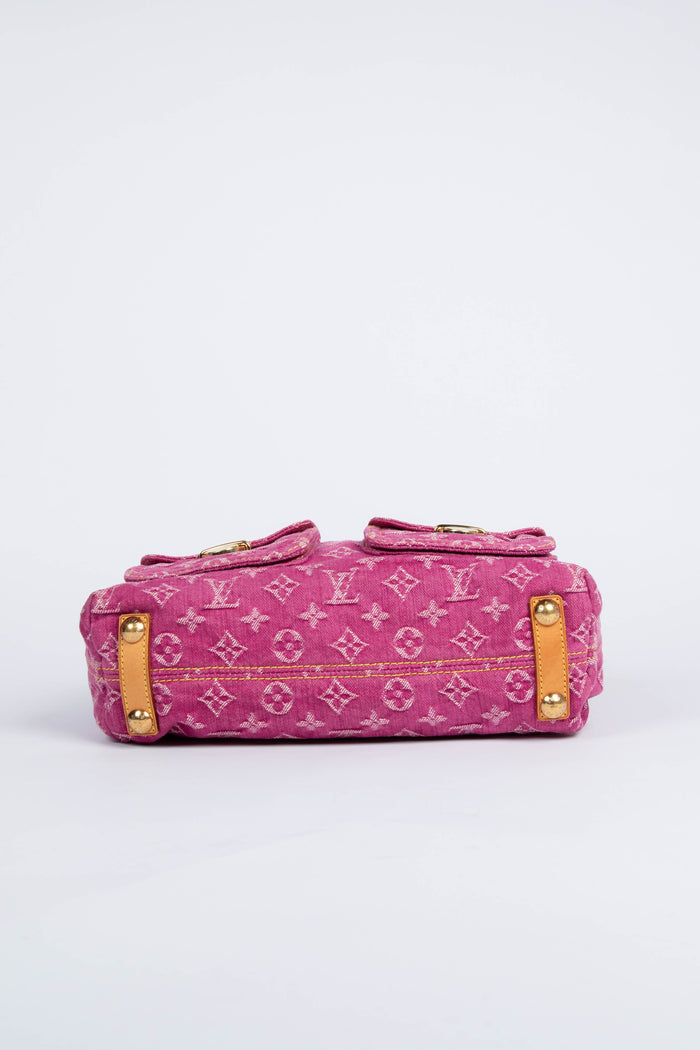 2000s Louis Vuitton Denim Pink Baggy PM Monogram Shoulder Bag