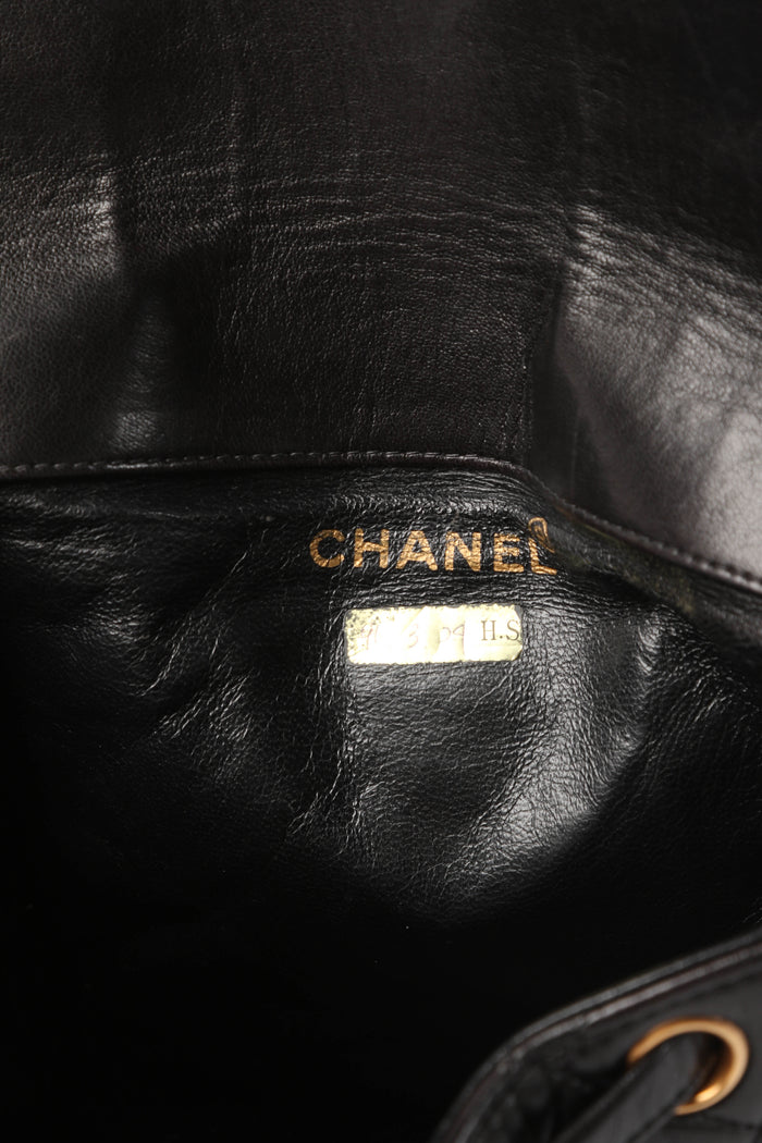 90s Chanel Black Lambskin Leather Duma Backpack