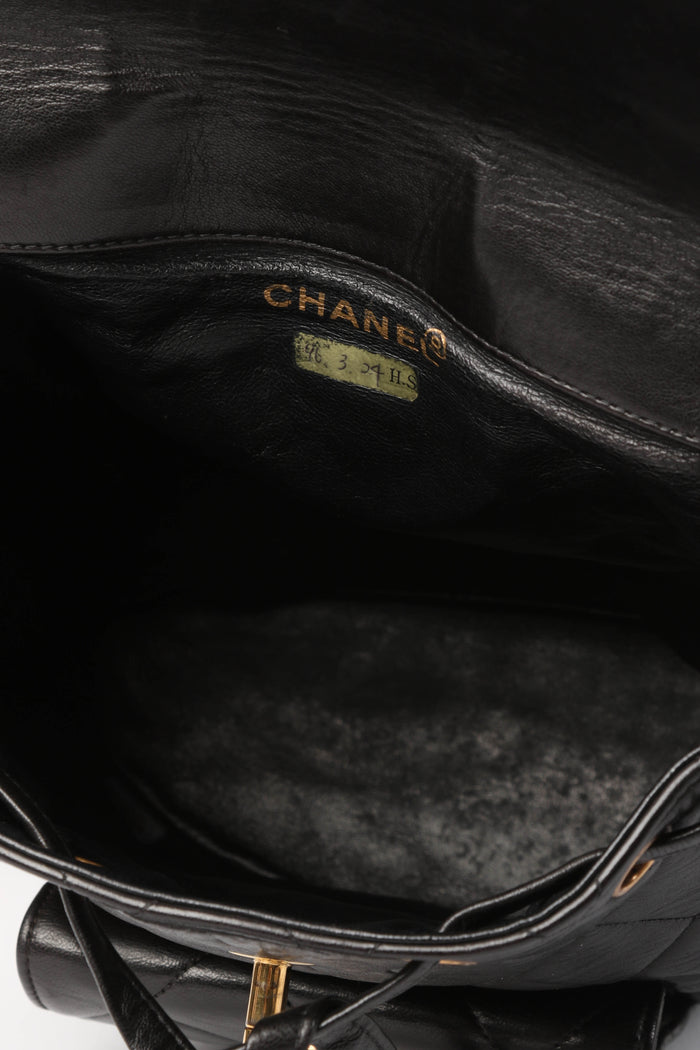90s Chanel Black Lambskin Leather Duma Backpack