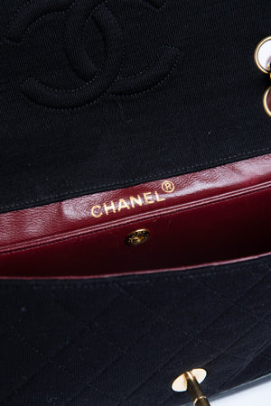 90s Chanel Black Leather & Jersey 24k GHW Shoulder Bag
