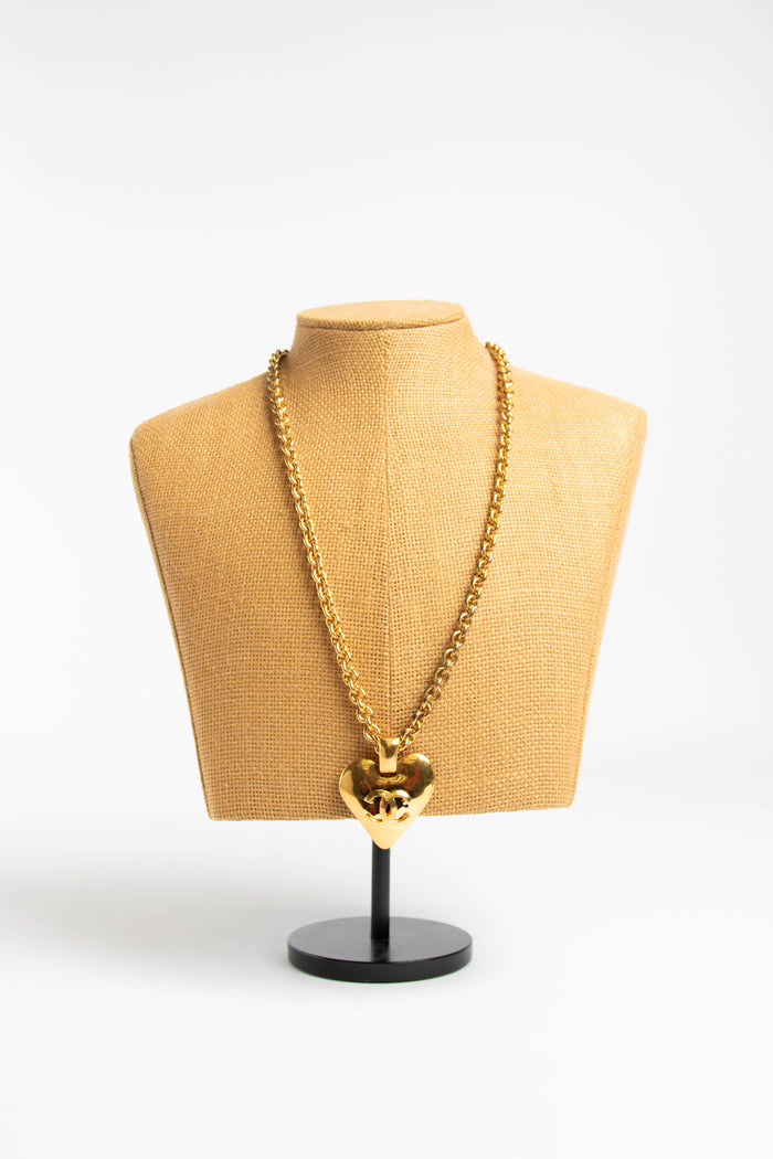 Vintage Chanel Gold Heart Chain Necklace