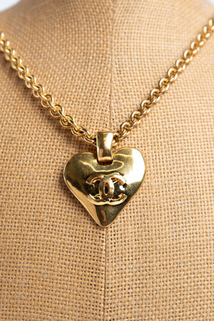 Vintage Chanel Gold Heart Chain Necklace