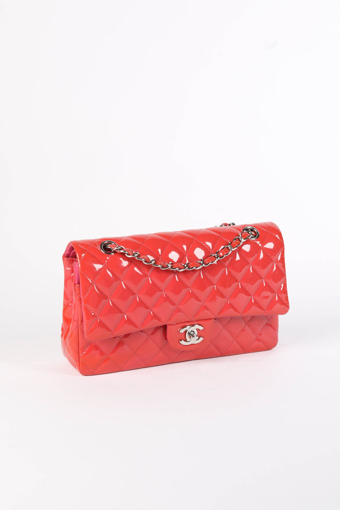 2010s Chanel Pink Patent Leather Medium Double Flap Shoulder Bag