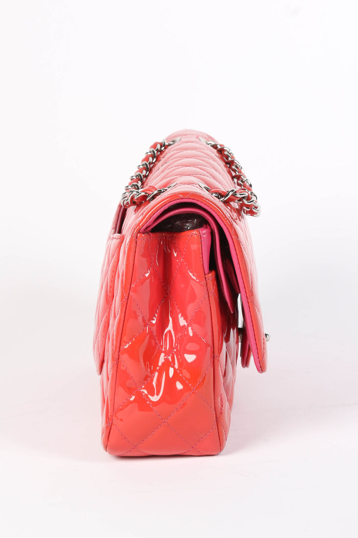 2010s Chanel Pink Patent Leather Medium Double Flap Shoulder Bag