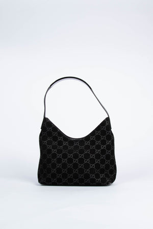 90s Gucci Tom Ford Black Monogram Shoulder Bag