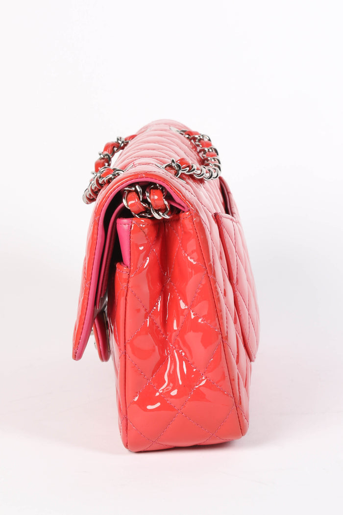 2010s Chanel Pink Patent Leather Medium Double Flap Shoulder Bag