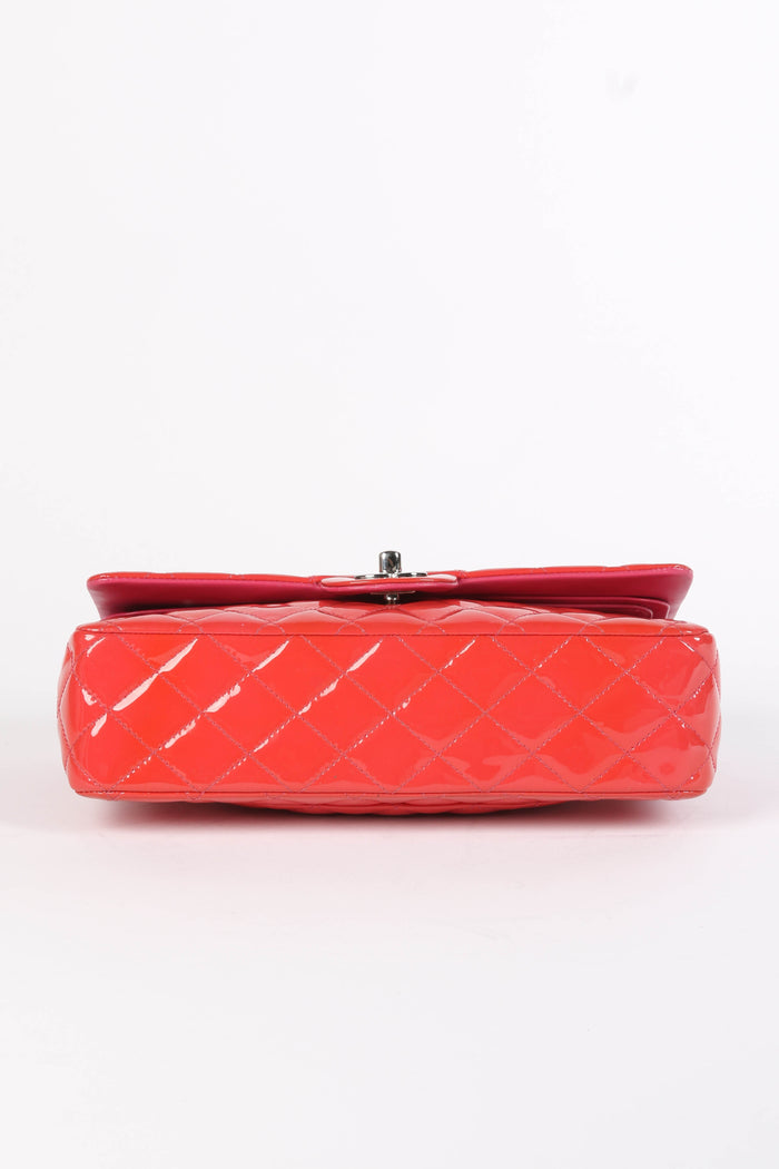 2010s Chanel Pink Patent Leather Medium Double Flap Shoulder Bag