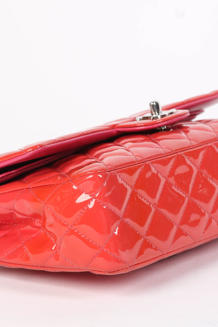 2010s Chanel Pink Patent Leather Medium Double Flap Shoulder Bag