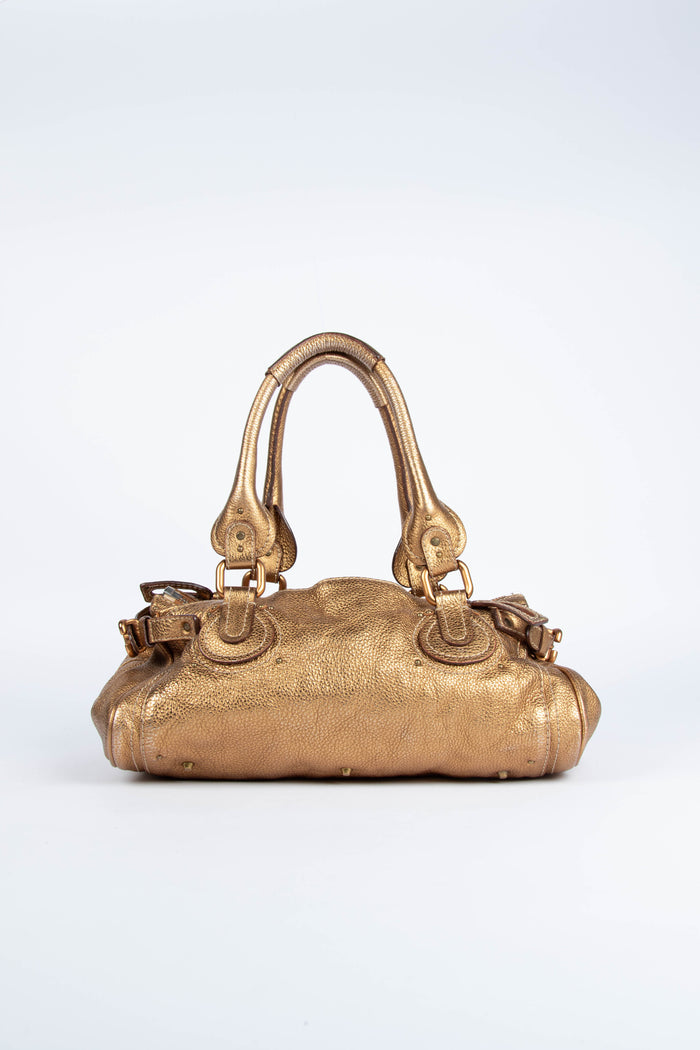 2000s Chloe Gold Leather Paddington Shoulder Bag