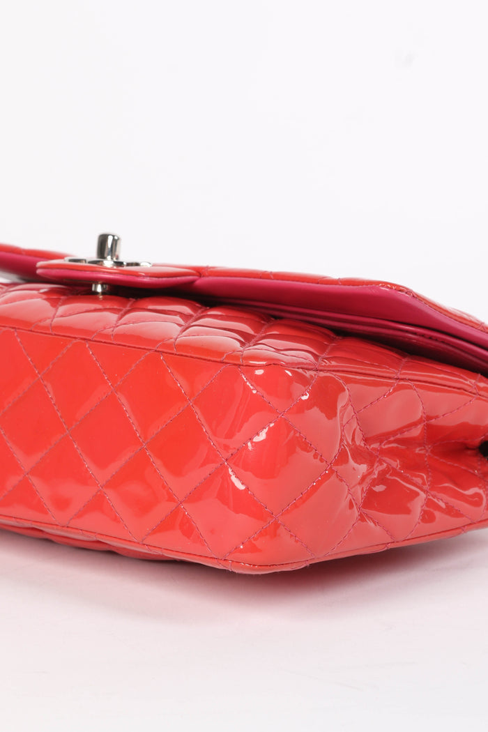 2010s Chanel Pink Patent Leather Medium Double Flap Shoulder Bag