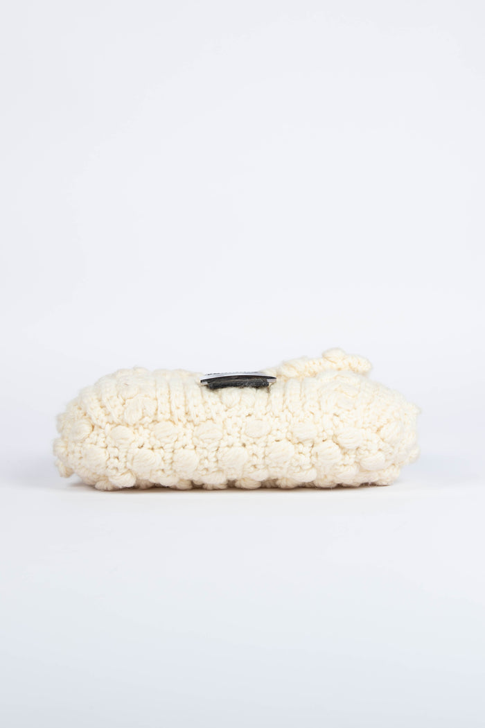 Vintage Fendi White Knitted Baguette Shoulder Bag